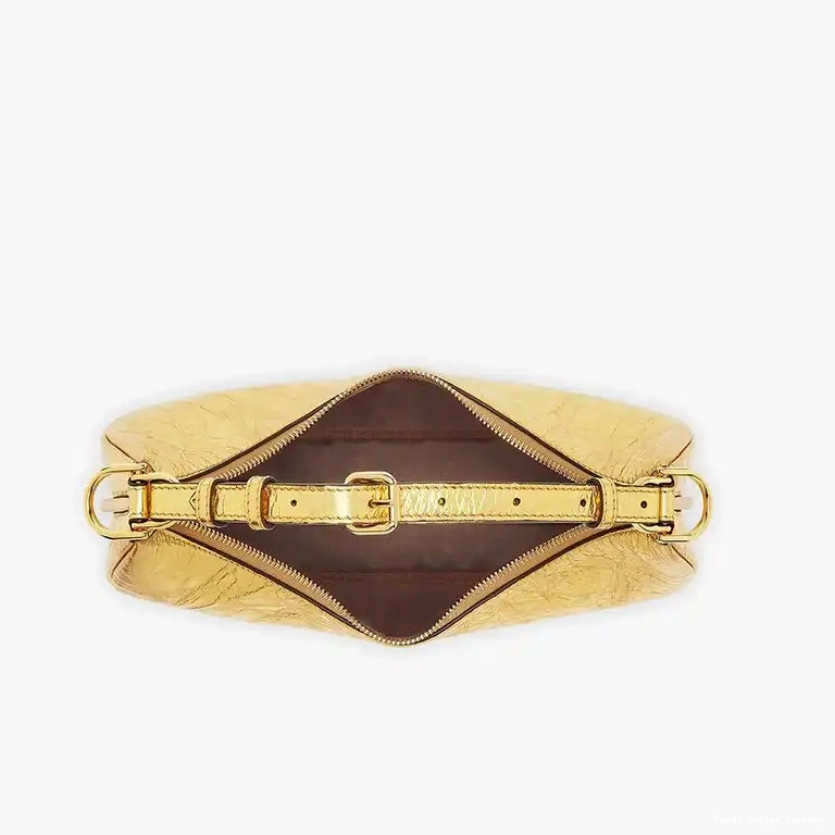 Affordable HOT Fendigraphy Leather Hobo Bag Gold In Calf Small Fendi 0701